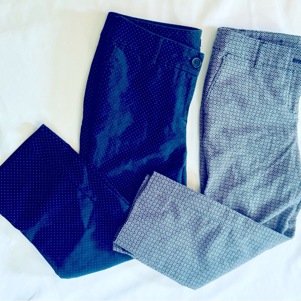 Two Hilary Radley Size 6 Capris in Blue with polka dots/Black and white pattern
